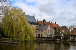 Medieval canals and gabled houses in Bruges, Belgium